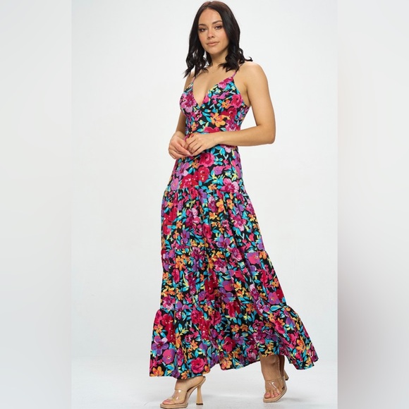 176 Floral Print Maxi Dress - Picture 2 of 7
